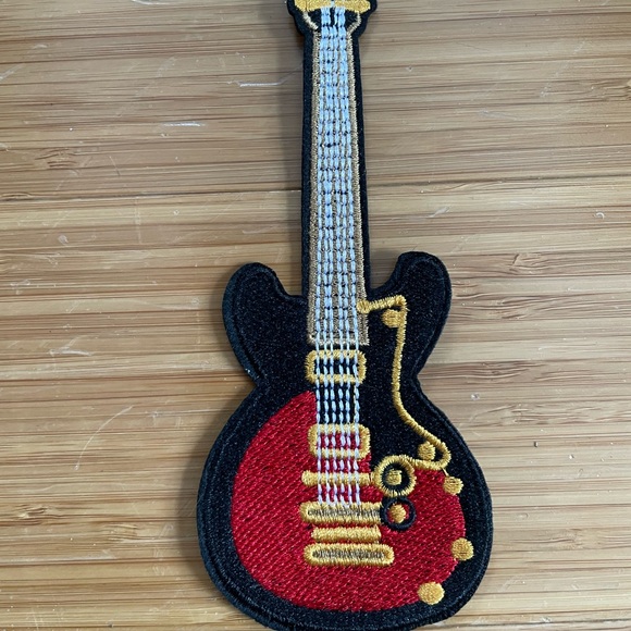 Embroidered Guitar Patches - Red and White - Picture 2 of 4